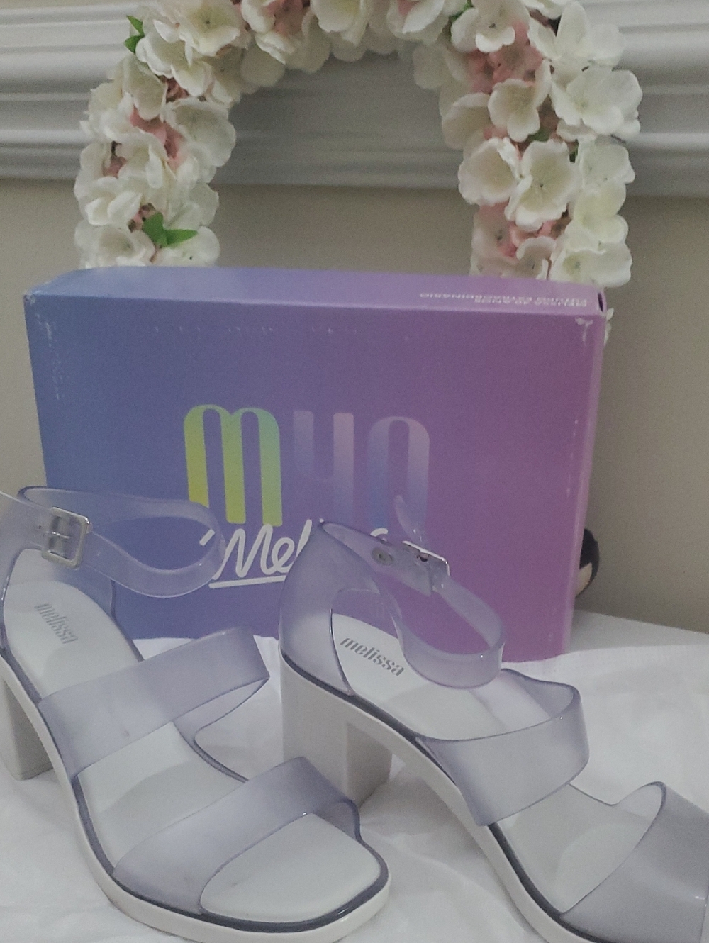 Melissa Lavender Jelly Block Heels Size 8  w/ Original Box